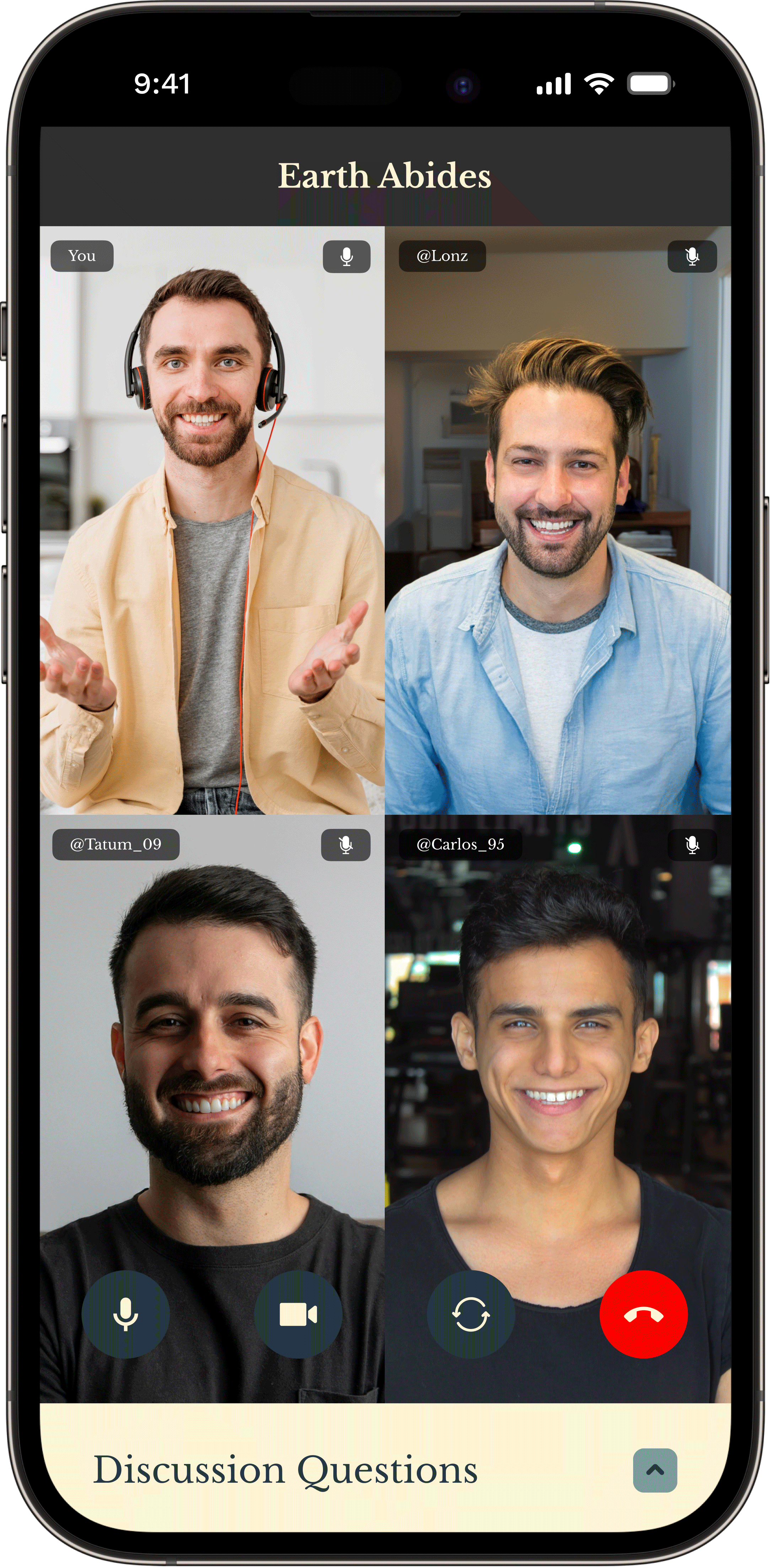 App screenshot showing a video call